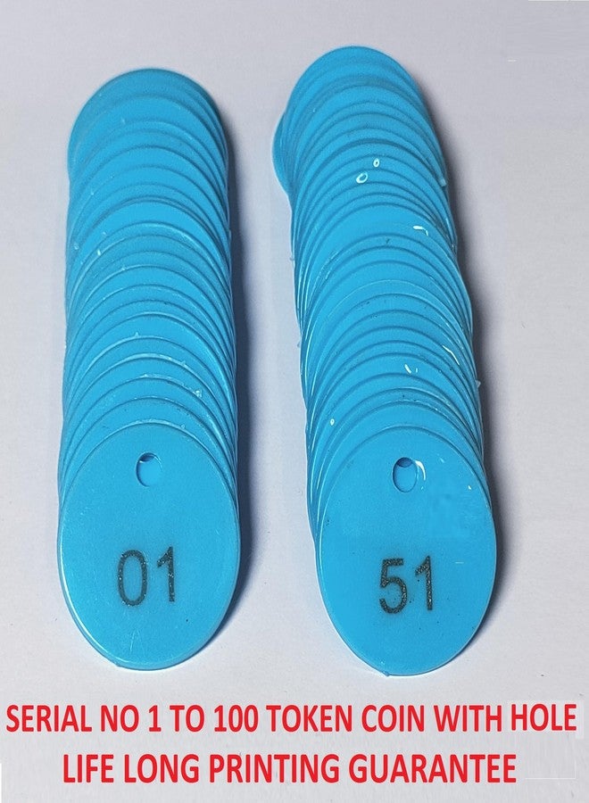 موريل عملة معدنية دائرية الشكل من البلاستيك الأزرق المنقوش من موريل، مزودة بفتحة، للاستخدام في المتاجر، وألعاب الطاولة، والمدارس. | عملات معدنية منقوشة مرقمة من 1 إلى 100. مناسبة للأطفال من عمر 4 سنوات فما فوق. - Image 4